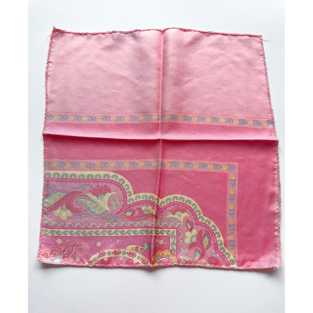J. McLaughlin Pink Patterned Silk Pocket Square